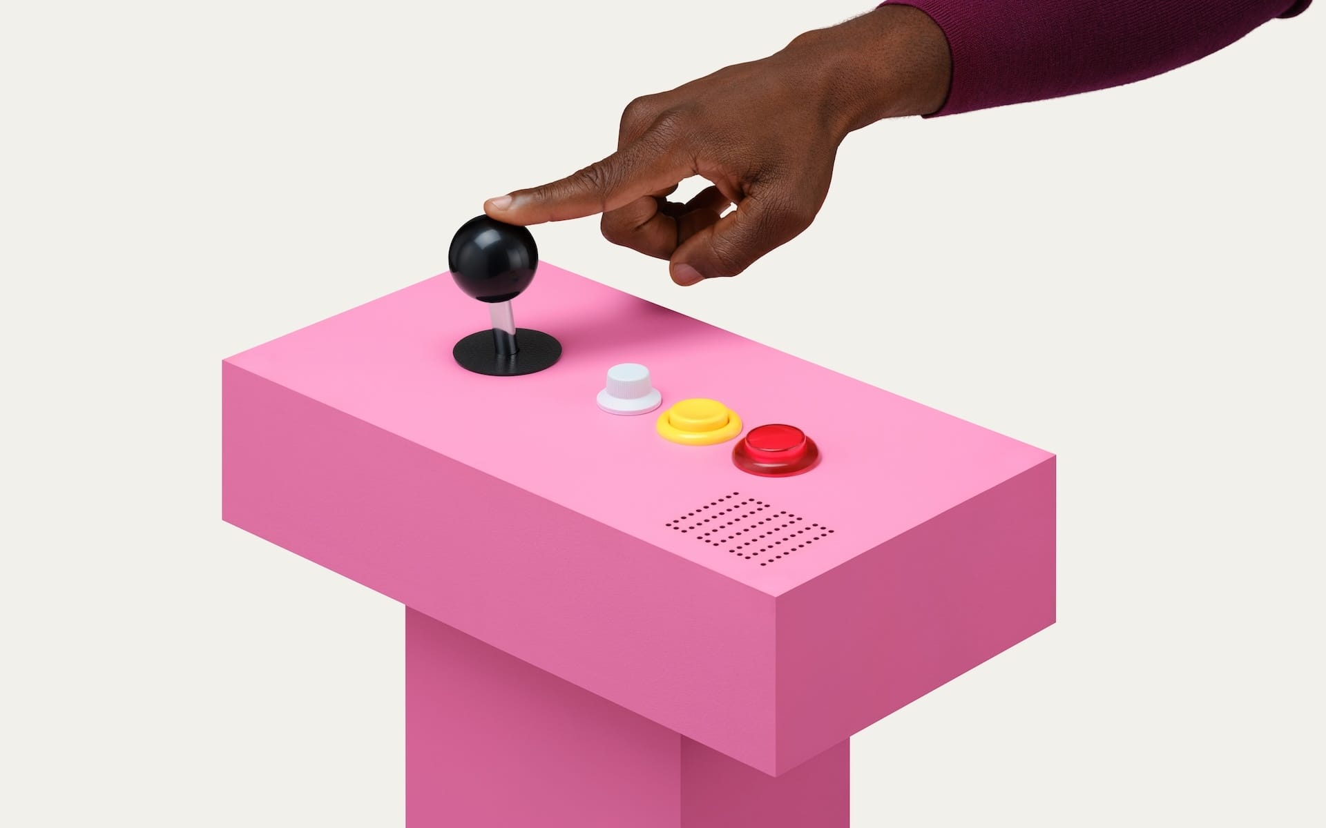 Pushing a button on a console
