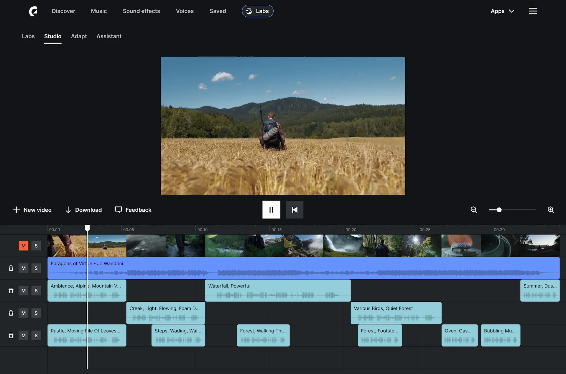 The Studio editing timeline